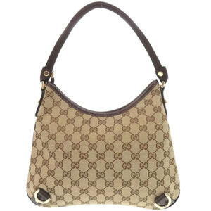 Gucci canvas GG leather shoulder brown beige Abbey hobo bag